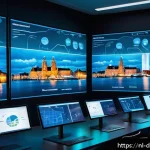 Home 18 분석 성과를 높이기 위한 전략적 프레임워크 선택 - A modern data analytics office environment in the Netherlands, featuring diverse professionals colla...