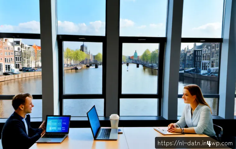 Home 30 비즈니스 인사이트 도출을 위한 빅데이터 분석 전략 - Photorealistic Dutch business analytics team in a bright modern Amsterdam office, three diverse prof...